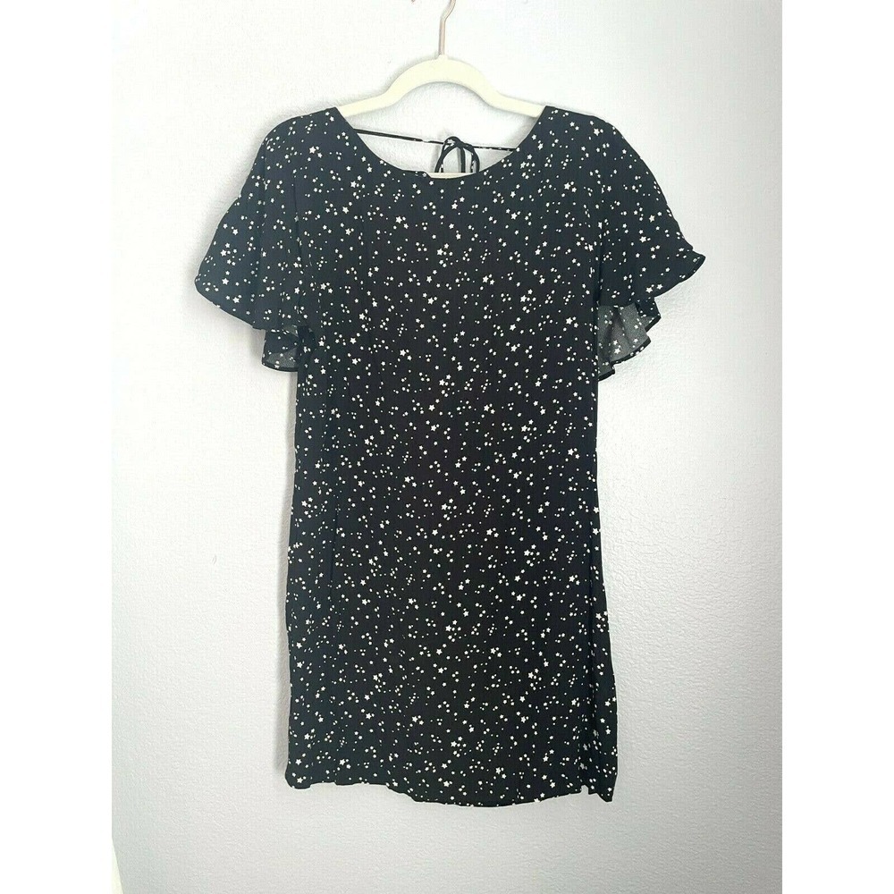 Zara Basic Star Print Ruffle Back Mini Shift Dress - Picture 3 of 7